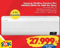 SAMSUNG WİNDFREE PREMİUM PLUS AR09BXCABWK/SK 9000 BTU KLİMA